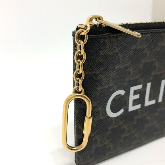 CELINE Triomphe coin purse PVC/Leather Brown/GoldHardware - Picture 8 of 14